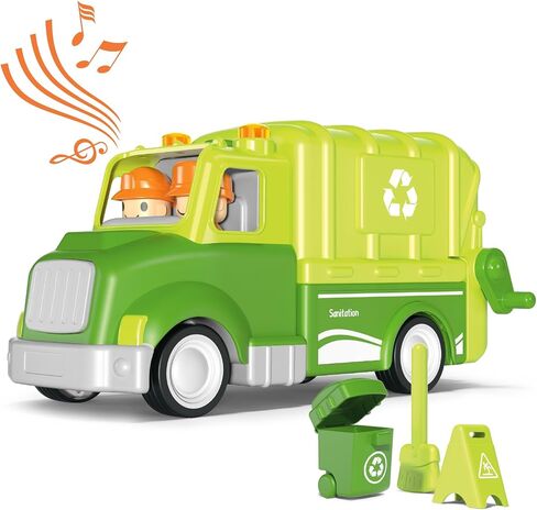 Garbage Truck for 1 2 3 4 Years Old Toddlers, Realistic Car with Trash Can Lifter and Dumping Function, Kids Play Vehicles with Sound & Light, Toys for Boys and Girls Christmas Birthday Gifts in Saudi Arabia