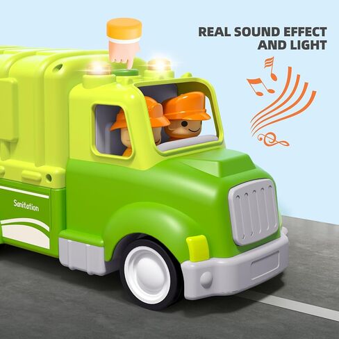 Garbage Truck for 1 2 3 4 Years Old Toddlers, Realistic Car with Trash Can Lifter and Dumping Function, Kids Play Vehicles with Sound & Light, Toys for Boys and Girls Christmas Birthday Gifts in Saudi Arabia