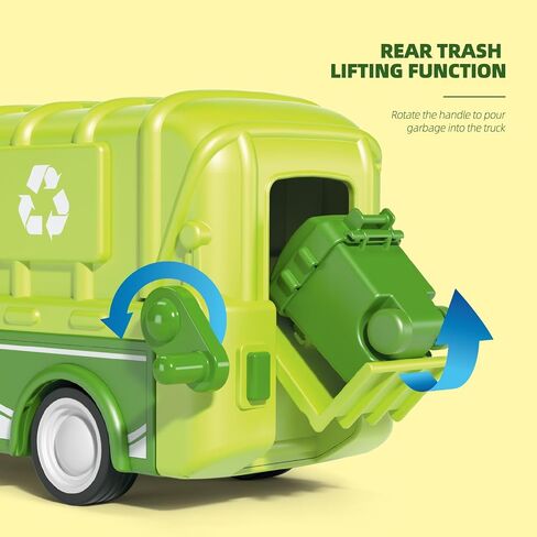 Garbage Truck for 1 2 3 4 Years Old Toddlers, Realistic Car with Trash Can Lifter and Dumping Function, Kids Play Vehicles with Sound & Light, Toys for Boys and Girls Christmas Birthday Gifts in Saudi Arabia