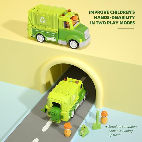 Garbage Truck for 1 2 3 4 Years Old Toddlers, Realistic Car with Trash Can Lifter and Dumping Function, Kids Play Vehicles with Sound & Light, Toys for Boys and Girls Christmas Birthday Gifts in Saudi Arabia