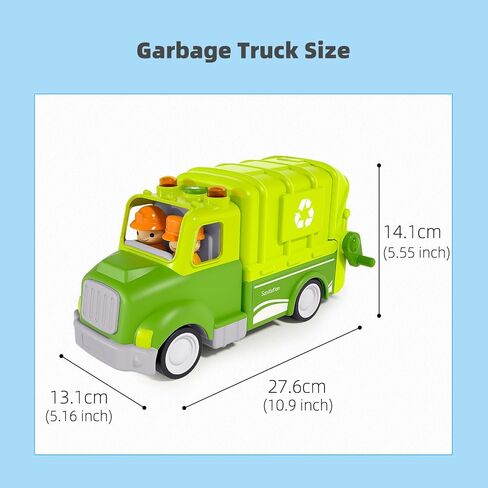 Garbage Truck for 1 2 3 4 Years Old Toddlers, Realistic Car with Trash Can Lifter and Dumping Function, Kids Play Vehicles with Sound & Light, Toys for Boys and Girls Christmas Birthday Gifts in Saudi Arabia