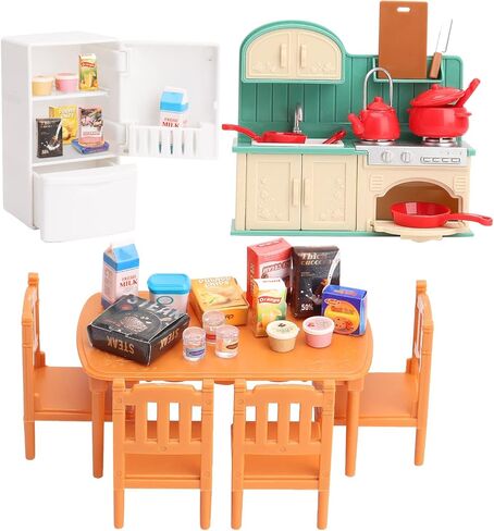 Dollhouse Furniture Set for Kids Toys Miniature Doll House Accessories Pretend Play Toys for Boys Girls & Toddlers Age 3+ with Bedroom in Kuwait