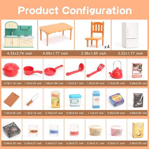 Dollhouse Furniture Set for Kids Toys Miniature Doll House Accessories Pretend Play Toys for Boys Girls & Toddlers Age 3+ with Bedroom in Kuwait