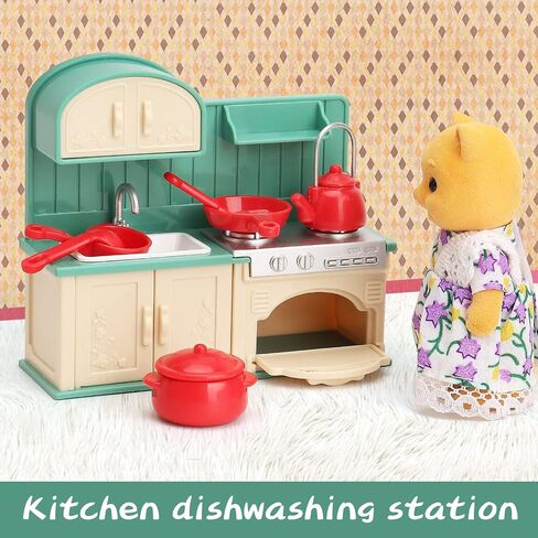 Dollhouse Furniture Set for Kids Toys Miniature Doll House Accessories Pretend Play Toys for Boys Girls & Toddlers Age 3+ with Bedroom in Kuwait