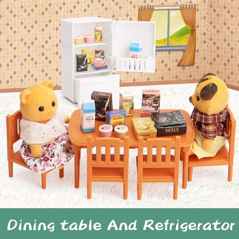 Dollhouse Furniture Set for Kids Toys Miniature Doll House Accessories Pretend Play Toys for Boys Girls & Toddlers Age 3+ with Bedroom in Kuwait