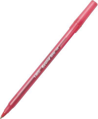 BIC Round Stic Xtra Life Red Ballpoint Pens, Medium Point (1.0mm), 10-Count Pack of Bulk Pens, Flexible Round Barrel for Writing Comfort, No. 1 Selling Ballpoint Pens in Saudi Arabia