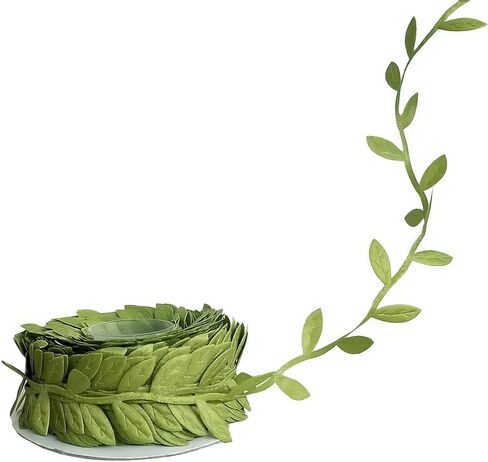 Leaf Ribbon 20 Yard Fabric Ribbons Roll Green Leaf Tape 1" Width Artificial Olive Trim Tape for Gift Wrapping Craft DIY in Saudi Arabia