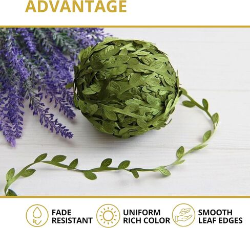 Leaf Ribbon 20 Yard Fabric Ribbons Roll Green Leaf Tape 1" Width Artificial Olive Trim Tape for Gift Wrapping Craft DIY in Saudi Arabia
