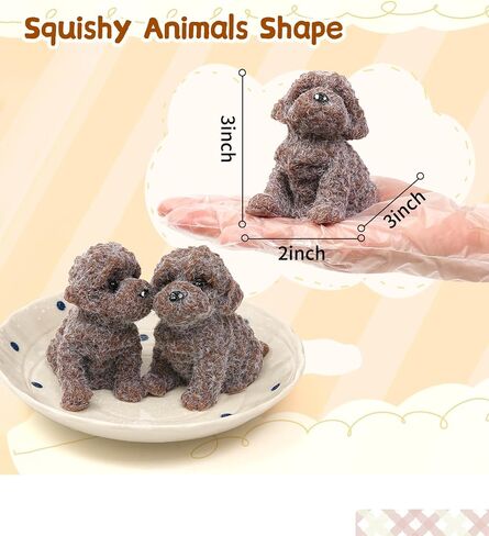 Dog Squishies Toy,2pcs Brown Teddy Dog Squeeze Animal Toys,Simulation Dog Stress Relief Toy Furry Squish Novelty Toy with PVC Packaging Gift for Kids Adults in Saudi Arabia