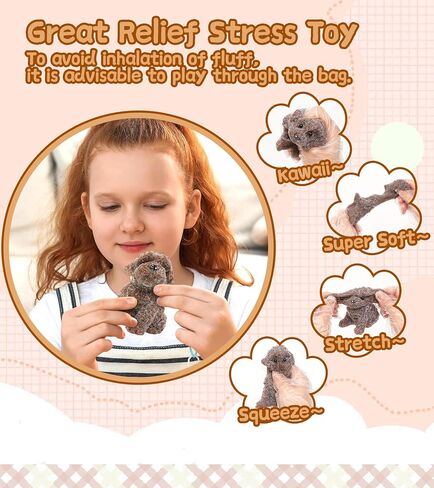 Dog Squishies Toy,2pcs Brown Teddy Dog Squeeze Animal Toys,Simulation Dog Stress Relief Toy Furry Squish Novelty Toy with PVC Packaging Gift for Kids Adults in Saudi Arabia