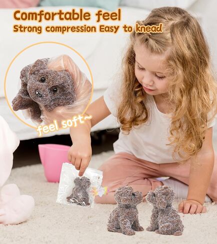 Dog Squishies Toy,2pcs Brown Teddy Dog Squeeze Animal Toys,Simulation Dog Stress Relief Toy Furry Squish Novelty Toy with PVC Packaging Gift for Kids Adults in Saudi Arabia