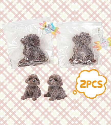 Dog Squishies Toy,2pcs Brown Teddy Dog Squeeze Animal Toys,Simulation Dog Stress Relief Toy Furry Squish Novelty Toy with PVC Packaging Gift for Kids Adults in Saudi Arabia