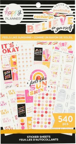 Happy Planner Sticker Pack for Calendars, Journals, and Diaries, Multicoloured Scrapbook Accessories, Beautiful Blooms Theme, 25 Sheets, 264 Total Stickers in Kuwait