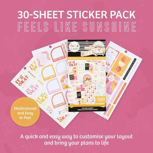 Happy Planner Sticker Pack for Calendars, Journals, and Diaries, Multicoloured Scrapbook Accessories, Beautiful Blooms Theme, 25 Sheets, 264 Total Stickers in Kuwait