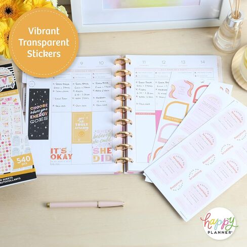 Happy Planner Sticker Pack for Calendars, Journals, and Diaries, Multicoloured Scrapbook Accessories, Beautiful Blooms Theme, 25 Sheets, 264 Total Stickers in Kuwait