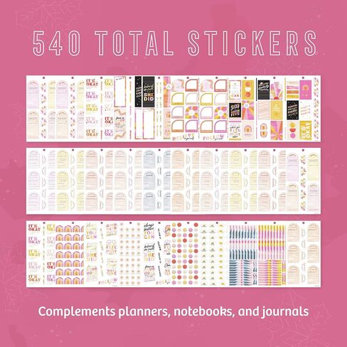 Happy Planner Sticker Pack for Calendars, Journals, and Diaries, Multicoloured Scrapbook Accessories, Beautiful Blooms Theme, 25 Sheets, 264 Total Stickers in Kuwait
