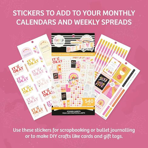 Happy Planner Sticker Pack for Calendars, Journals, and Diaries, Multicoloured Scrapbook Accessories, Beautiful Blooms Theme, 25 Sheets, 264 Total Stickers in Kuwait