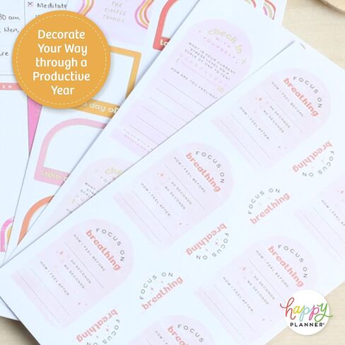 Happy Planner Sticker Pack for Calendars, Journals, and Diaries, Multicoloured Scrapbook Accessories, Beautiful Blooms Theme, 25 Sheets, 264 Total Stickers in Kuwait