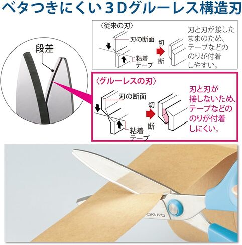 Kokuyo Saxa Glueless Scissors, White, 3D Blade, Symmetrical Handle for Both Right-hand and Left-hand, with Safety Cap, Japan Import (HASA-P280W) in Saudi Arabia