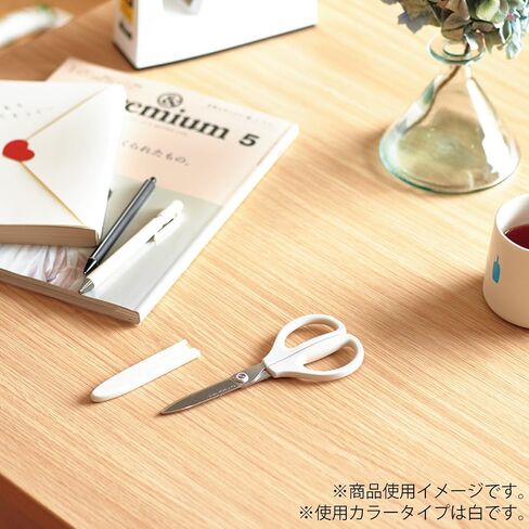 Kokuyo Saxa Glueless Scissors, White, 3D Blade, Symmetrical Handle for Both Right-hand and Left-hand, with Safety Cap, Japan Import (HASA-P280W) in Saudi Arabia
