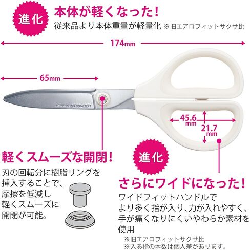 Kokuyo Saxa Glueless Scissors, White, 3D Blade, Symmetrical Handle for Both Right-hand and Left-hand, with Safety Cap, Japan Import (HASA-P280W) in Saudi Arabia