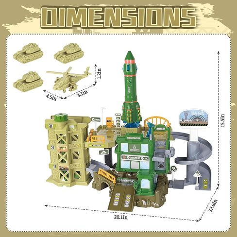 deAO Military Base Army Toys Army Plane Fighter Rocket Truck Vehicle Toys Set Military Toys Gifts for Kids Aged 3+ in Kuwait