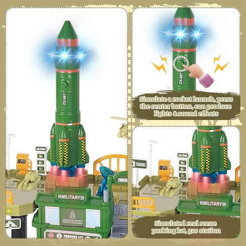 deAO Military Base Army Toys Army Plane Fighter Rocket Truck Vehicle Toys Set Military Toys Gifts for Kids Aged 3+ in Kuwait