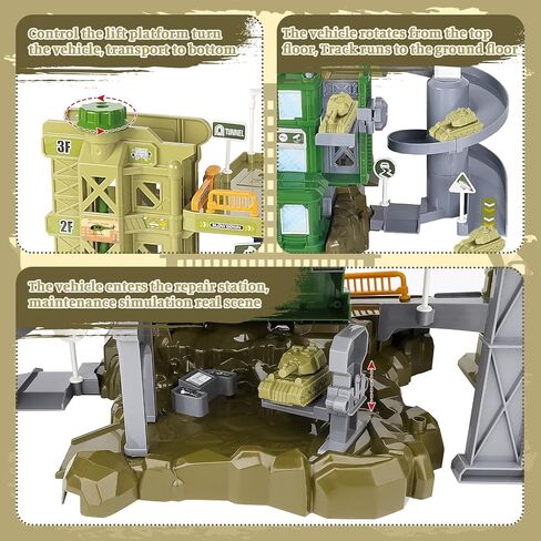 deAO Military Base Army Toys Army Plane Fighter Rocket Truck Vehicle Toys Set Military Toys Gifts for Kids Aged 3+ in Kuwait