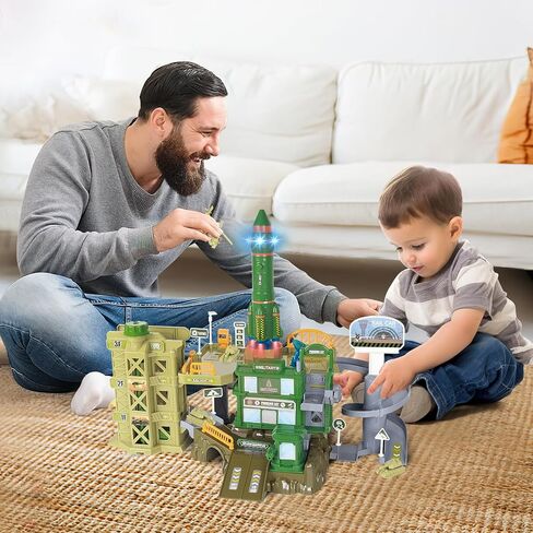 deAO Military Base Army Toys Army Plane Fighter Rocket Truck Vehicle Toys Set Military Toys Gifts for Kids Aged 3+ in Kuwait