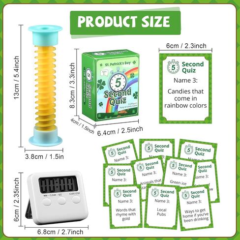 St. Patrick's Day 5 Second Game 108 Simple Question Cards Digital Timer and 5 Second Hourglass Question Card Game for Adult Family Party Travel Game Night Sleepover Think Fast and Shout Out Answer in Saudi Arabia