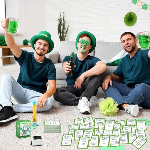 St. Patrick's Day 5 Second Game 108 Simple Question Cards Digital Timer and 5 Second Hourglass Question Card Game for Adult Family Party Travel Game Night Sleepover Think Fast and Shout Out Answer in Saudi Arabia