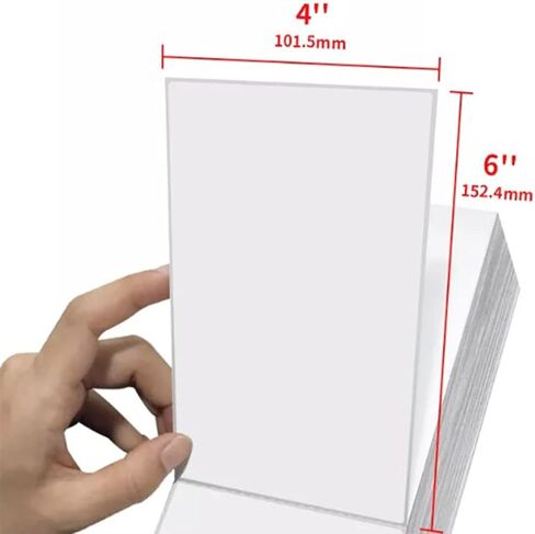 4 "× 6" تسميات Fanfold تسميات حرارية مباشرة ، ملصقات حزمة الشحن مع خط مثقوب للطابعات الحرارية (500 ملصقات/مكدس ، 1 مكدس) in Kuwait
