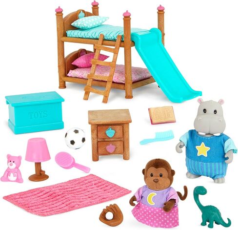 Lil Woodzeez - لعبة Playhouse Furniture Playhouse - Miniature Fire Pit & Chairs Dollhouse PlaySet - 2 شخصيات قابلة للبهجة - الأطفال 3 سنوات + in Kuwait
