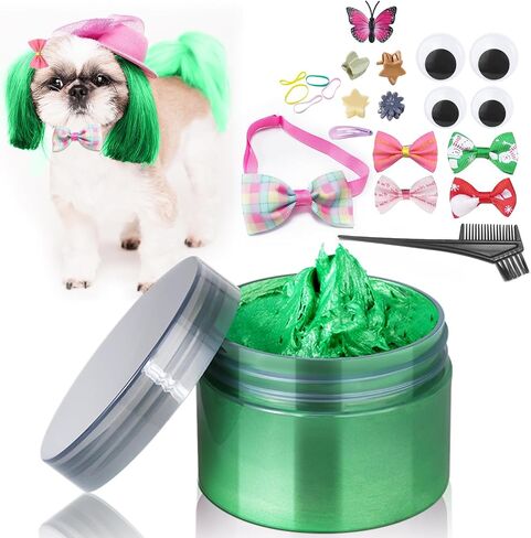 Green Temporary Hair Color Wax Kit for Dogs - Ideal Gift for Your Pets or Dog Lovers. Safe Hair Dye Color Wax for Parties, Cosplay,Christmas. Dog Washable Hair Color, Instant Hair Color Cream in Saudi Arabia