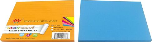 4A Sticky Notes, 6 x 8 Inches, 7 Neon color Assorted, Lined, Self-Stick Notes, 210 Sheets/Pad, 1Pad/Pack, 4A 608-N-L-210 in Saudi Arabia
