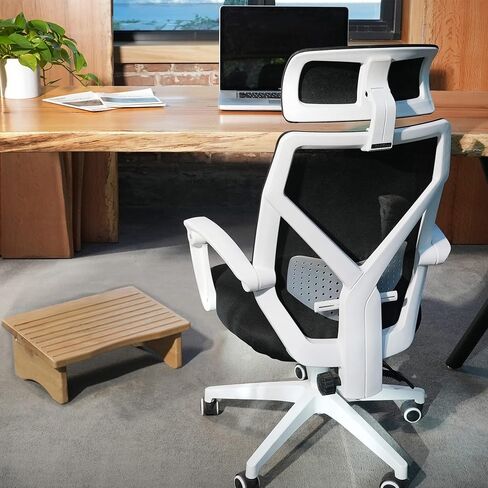 CONSDAN Foot Rest, Ergonomic Footrest for Under Desk at Work, Nursing Foot Stool, Natural Solid Wood Non-Slip Slanted Top Foot Stool for Office/Standing Desk (Natural Color) in Saudi Arabia