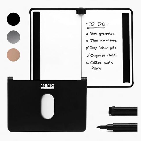 MEMO Whiteboard Wallet - an Innovative Mini Pocket Notebook & Aluminum RFID Blocking Wallet for Men & Women - Dry Erase Notepad w/ 6 Card Slots, Pen & Magnet Closure - Charcoal Black in Saudi Arabia