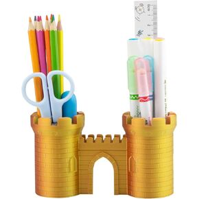 Creative Castle Pen Pencil Holder, Desk Organizer Office Desktop Stationery Makeup Brush Holder Cup for Office Bathroom Kitchen Bedroom Home Decor Gifts for Men Women Girls Boys