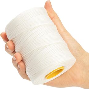 9-Ply White String Waxed Twine, 660 Feet per Roll Heavy Duty Twine String, White Cable Tie Down Wax Lacing Cord for Indoor or Outdoor Use,Thick White Twine Wax String with 160 LBS Tensile Strength (1)