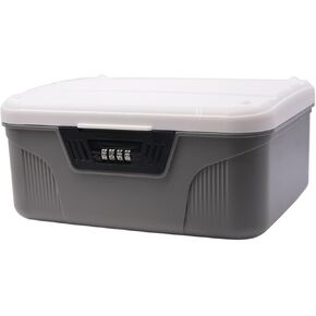 Saim Lockable Storage Bin, 4.2Gallon/16L Storage Box with Combination Lock Secure and Versatile Storage Containers Usable as Home Office Storage School Business Organizer - White