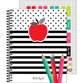 Schoolgirl Style Black, White and Stylish Teacher Planner—Undated Weekly/Monthly Lesson Plan Book and Record Organizer for Classroom or Homeschool (8 inches x 11 inches), multi (105029)