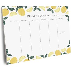 Weekly Planner Notepad - 9x7" inches, 52 tear off sheets - Undated Desk Planner Pad Calendar Notepad Organizer for Weekly To Do List, Notes and Schedule (Lemons)