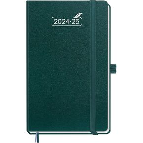 BEZEND Planner 2024-2025, 5" x 8" Weekly Notebook Academic Calender-120 GSM Thick Paper-12 Months (July 24 - June 25) Daily Weekly and Monthly with Tabs, Inner Pocket, Hard Cover [Dark Green]
