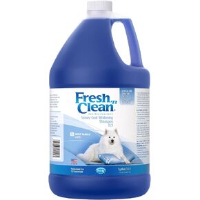Pet-Ag Fresh ’n Clean Whitening Snowy-Coat Shampoo, Vanilla Scent (15:1 Concentrate) - 1 Gallon - Bleach-Free Formula to Correct Yellow Discoloration - Strengthens & Moisturizes Coats - Soap Free