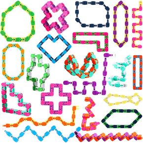 Yunsailing 80 Packs Wacky Tracks Snap Fidget Finger Sensory Snake Puzzles Bike Track Chain Toy Bulk Fidget Toys Snake for Kid Adult Stress Relief Party Classroom Home Travel Multi Color(24 Links)