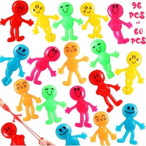 96 PCS Menty Rendable Man ، ألعاب Treasure Box للفصول الدراسية ، شخصيات ابتسامة مدتها ، ألعاب متنوعة للألوان قابلة للانحناء ، جوائز كرنفال للحفلات ، حشو هدايا حفلة عيد ميلاد.