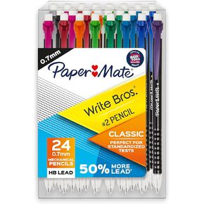 Paper Mate Mechanical Pencils 0.7mm, Write Bros. Classic Number 2 Pencil Set, Office Supplies, Classroom Supplies, Sketching Pencils, Drafting Pencils, Great for Standardized Testing, 24 Count
