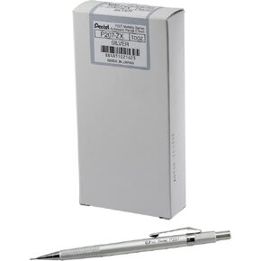 Pentel Sharp Mechanical Pencil (0.7mm) Metallic Silver Barrel, Box of 12 Pencils (P207Z)