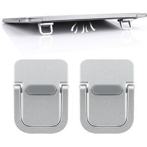 Giantree 2 Pcs Mini Computer Keyboard Stand for Desk, Portable Keyboard Riser, Invisible Laptop Stand, Self-Adhesive Keyboard Riser Feet for Most Keyboards(Silver)