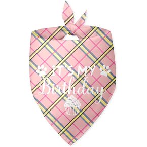 Dog Birthday Bandana Girl It's My Birthday Dog Bandana Birthday Girl Dog Bandana Plaid Pink Dog Bandana Funny Dog Bandana Birthday Photo Prop Pet Scarf Accessories for Pet Dog Lovers Gifts
